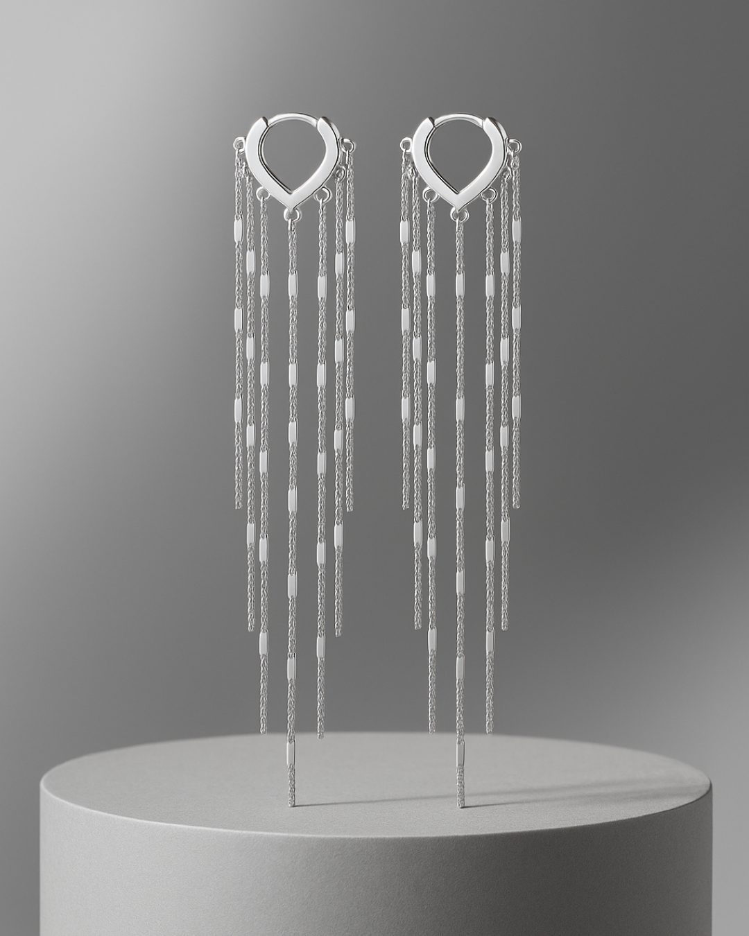 Pendientes Largos Cascada Plateada