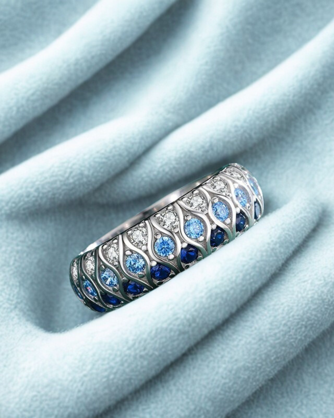 Anillo Olas de Zafiro