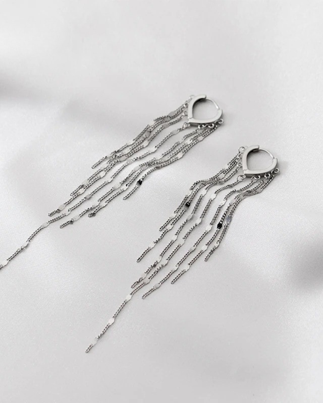 Pendientes Largos Cascada Plateada